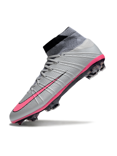 Men's Nike Zoom Mercurial Superfly 4 Elite FG Firm Ground High-Tops Football Boots - Gray/Neon Pink/Black