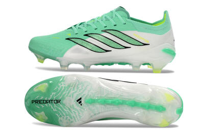 Unisex Adidas Predator 26 Elite FG Firm Ground Low-Tops Football Boots - Aqua/Lime Green/Black