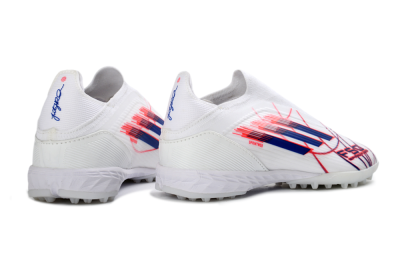 Unisex Adidas F50 Elite Laceless TF Artificial Turf Low-Tops Football Shoes - White/Electric Red/Navy Blue