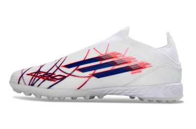 Unisex Adidas F50 Elite Laceless TF Artificial Turf Low-Tops Football Shoes - White/Electric Red/Navy Blue
