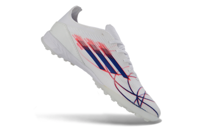 Unisex Adidas F50 Pro TF Artificial Turf Low-Tops Football Shoes - White/Electric Blue/Crimson Red