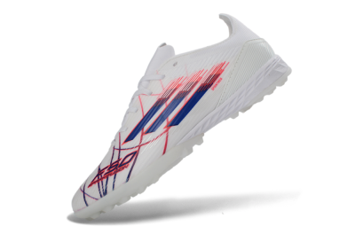 Unisex Adidas F50 Pro TF Artificial Turf Low-Tops Football Shoes - White/Electric Blue/Crimson Red