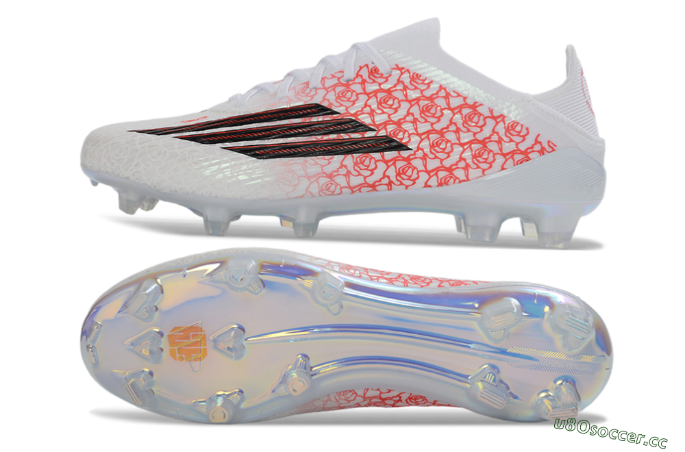 Unisex Adidas F50 Elite FG Firm Ground Low-Tops Football Boots - White/Rose Pink/Black 1
