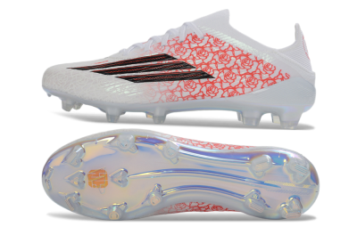Unisex Adidas F50 Elite FG Firm Ground Low-Tops Football Boots - White/Rose Pink/Black