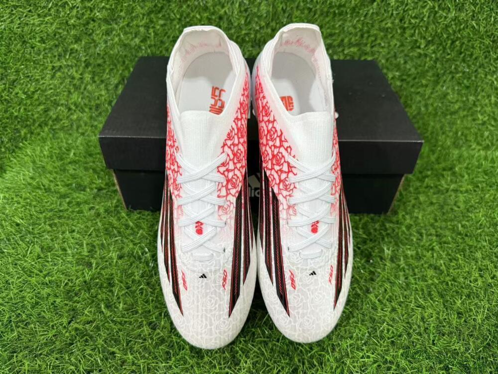 Unisex Adidas F50 Elite FG Firm Ground Low-Tops Football Boots - White/Rose Pink/Black