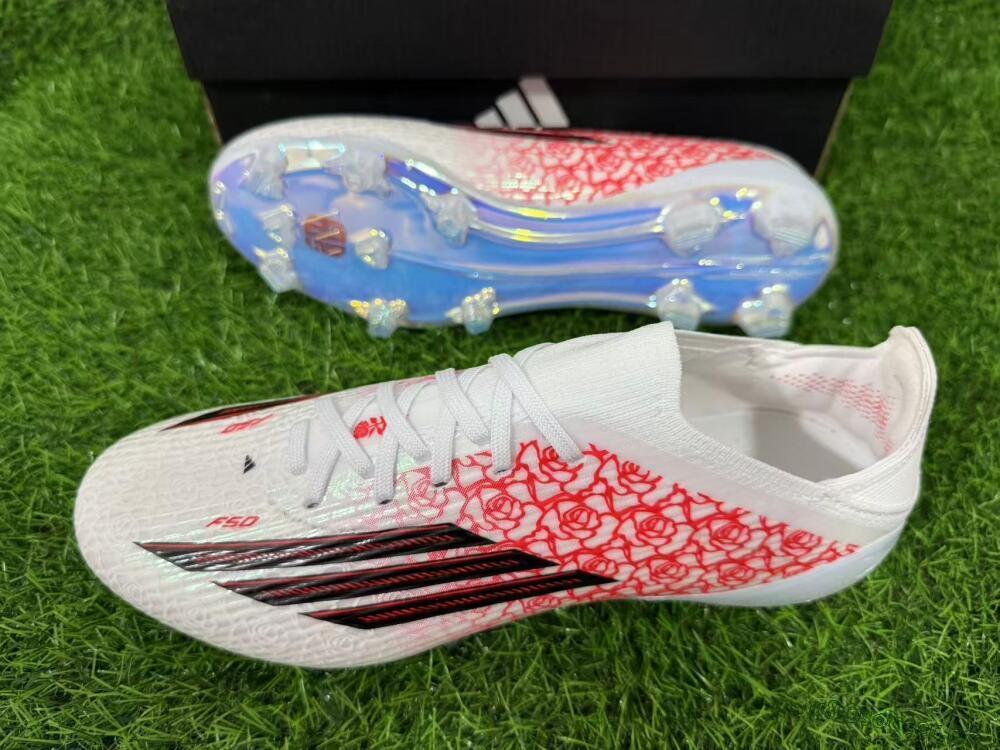 Unisex Adidas F50 Elite FG Firm Ground Low-Tops Football Boots - White/Rose Pink/Black