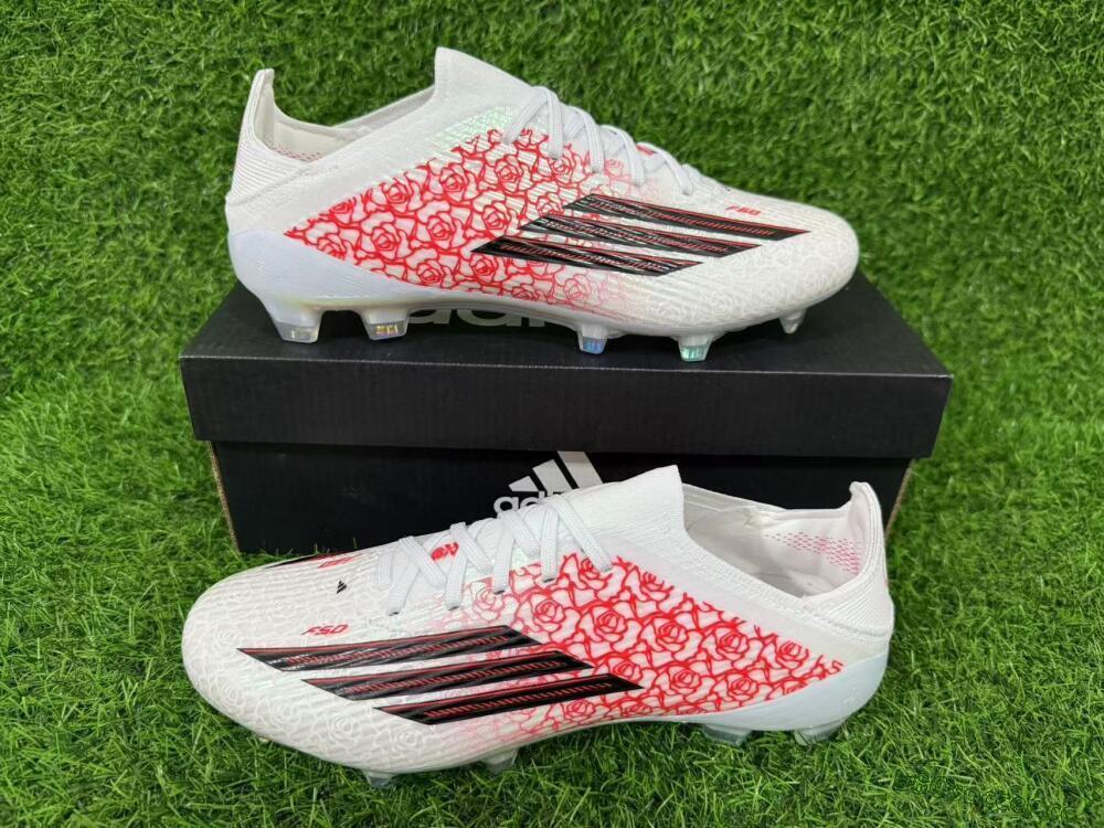 Unisex Adidas F50 Elite FG Firm Ground Low-Tops Football Boots - White/Rose Pink/Black