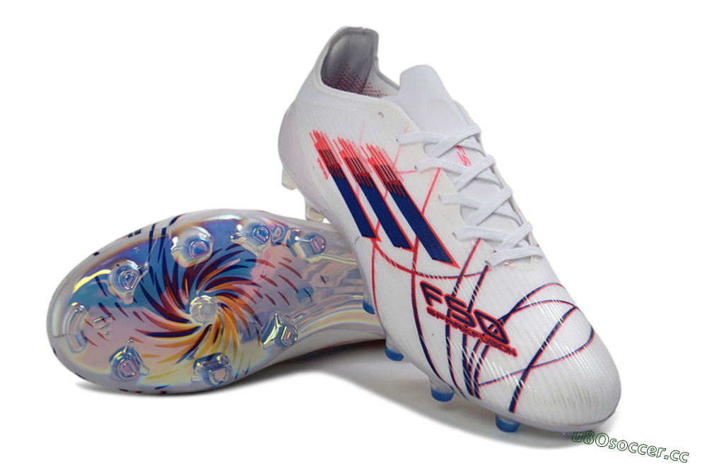Unisex Adidas F50 Elite FG Firm Ground Low-Tops Football Boots - White/Crimson/Blue 4