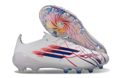 Unisex Adidas F50 Elite FG Firm Ground Low-Tops Football Boots - White/Crimson/Blue