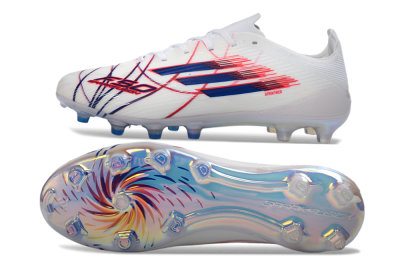 Unisex Adidas F50 Elite FG Firm Ground Low-Tops Football Boots - White/Crimson/Blue