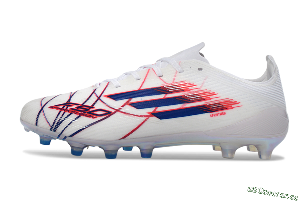 Unisex Adidas F50 Elite FG Firm Ground Low-Tops Football Boots - White/Crimson/Blue 0