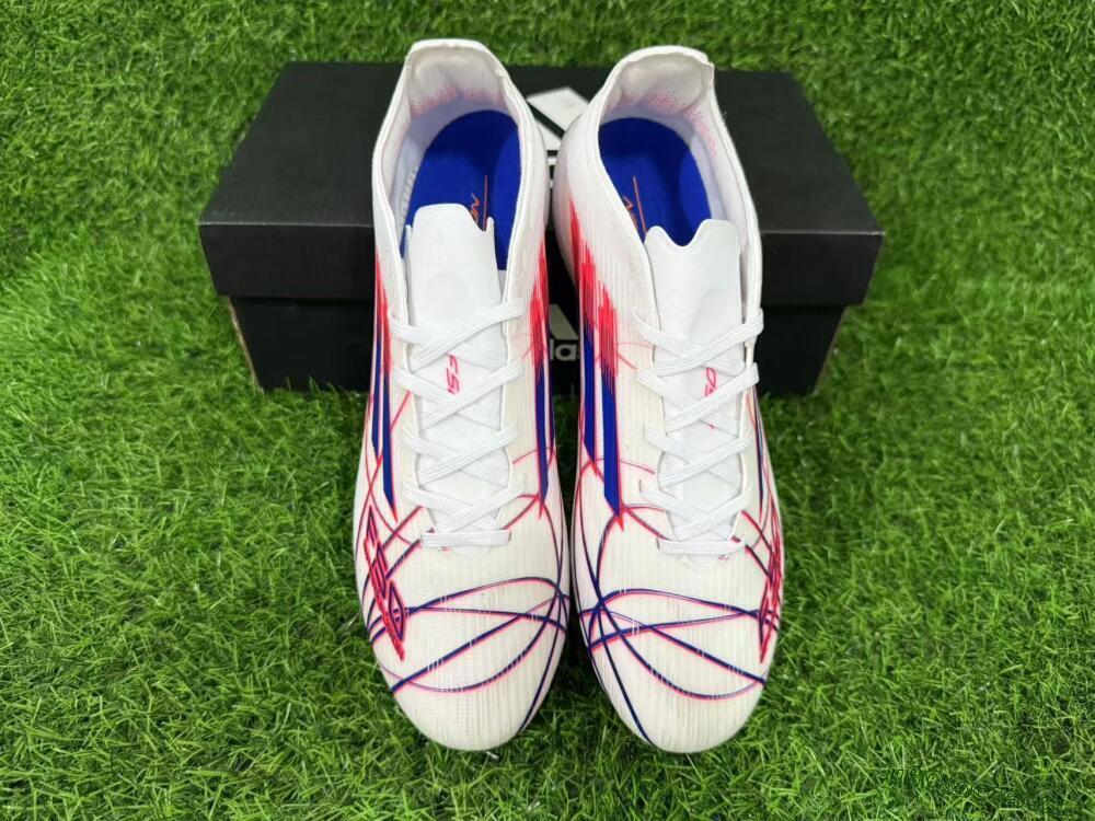 Unisex Adidas F50 Elite FG Firm Ground Low-Tops Football Boots - White/Crimson/Blue