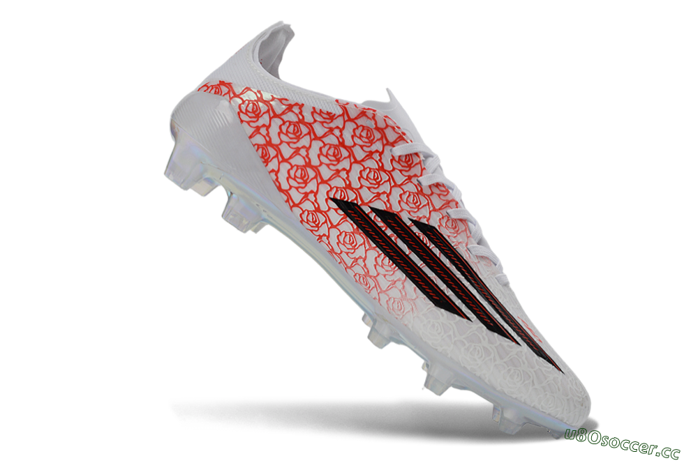 Unisex Adidas F50 Elite FG Firm Ground Low-Tops Football Boots - White/Crimson Rose/Black 5