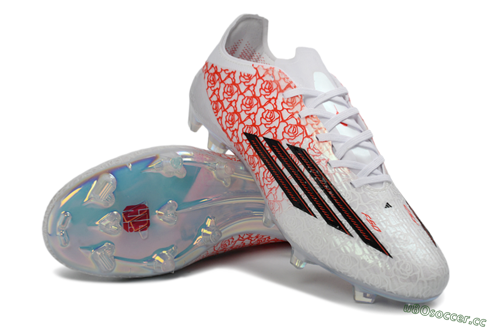 Unisex Adidas F50 Elite FG Firm Ground Low-Tops Football Boots - White/Crimson Rose/Black 4