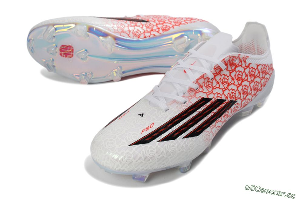 Unisex Adidas F50 Elite FG Firm Ground Low-Tops Football Boots - White/Crimson Rose/Black 3