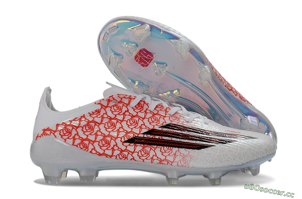 Unisex Adidas F50 Elite FG Firm Ground Low-Tops Football Boots - White/Crimson Rose/Black 2