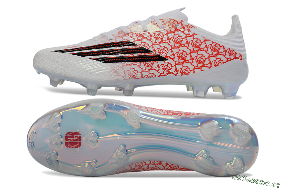 Unisex Adidas F50 Elite FG Firm Ground Low-Tops Football Boots - White/Crimson Rose/Black 1