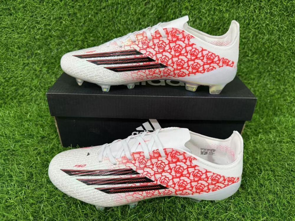 Unisex Adidas F50 Elite FG Firm Ground Low-Tops Football Boots - White/Crimson Rose/Black
