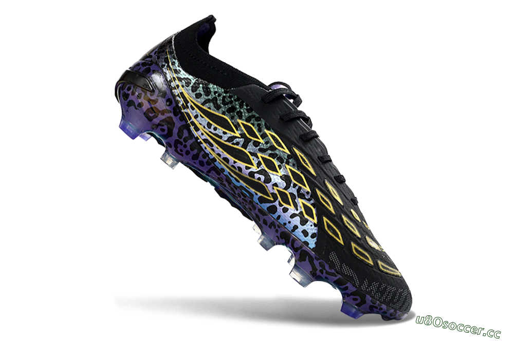 Unisex Adidas Predator 26 Elite FG Firm Ground Low-Tops Football Boots - Black/Electric Blue/Purple Fusion 4
