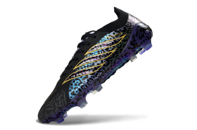 Unisex Adidas Predator 26 Elite FG Firm Ground Low-Tops Football Boots - Black/Electric Blue/Purple Fusion