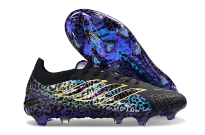 Unisex Adidas Predator 26 Elite FG Firm Ground Low-Tops Football Boots - Black/Electric Blue/Purple Fusion