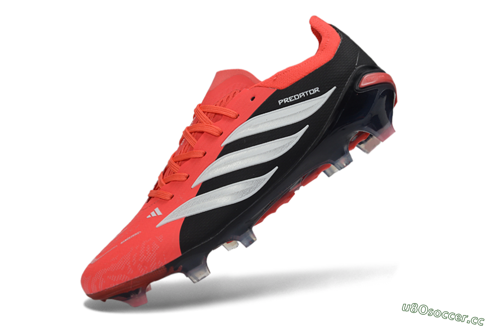 Unisex Adidas Predator 26 Elite FG Firm Ground Low-Tops Football Boots - Red/Black/White 5