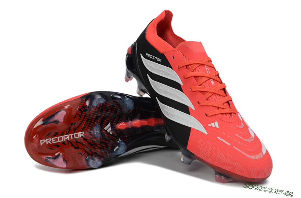 Unisex Adidas Predator 26 Elite FG Firm Ground Low-Tops Football Boots - Red/Black/White 3