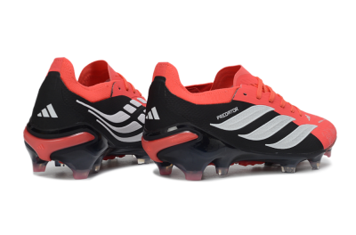Unisex Adidas Predator 26 Elite FG Firm Ground Low-Tops Football Boots - Red/Black/White