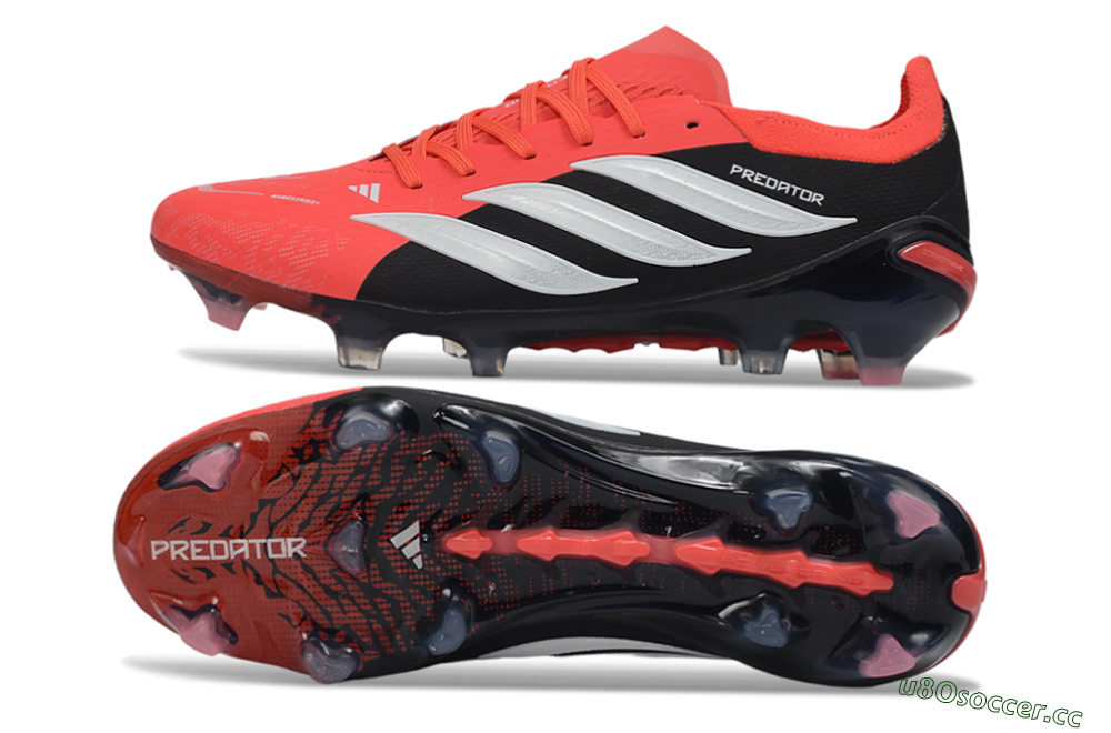 Unisex Adidas Predator 26 Elite FG Firm Ground Low-Tops Football Boots - Red/Black/White 1