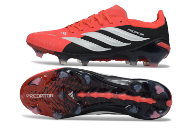 Unisex Adidas Predator 26 Elite FG Firm Ground Low-Tops Football Boots - Red/Black/White