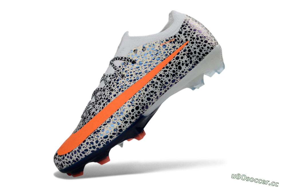 Unisex Nike Air Zoom Mercurial Vapor 16 Elite FG Firm Ground Low-Tops Football Boots - White/Electric Orange/Sapphire Blue 5