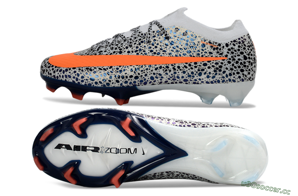 Unisex Nike Air Zoom Mercurial Vapor 16 Elite FG Firm Ground Low-Tops Football Boots - White/Electric Orange/Sapphire Blue 1