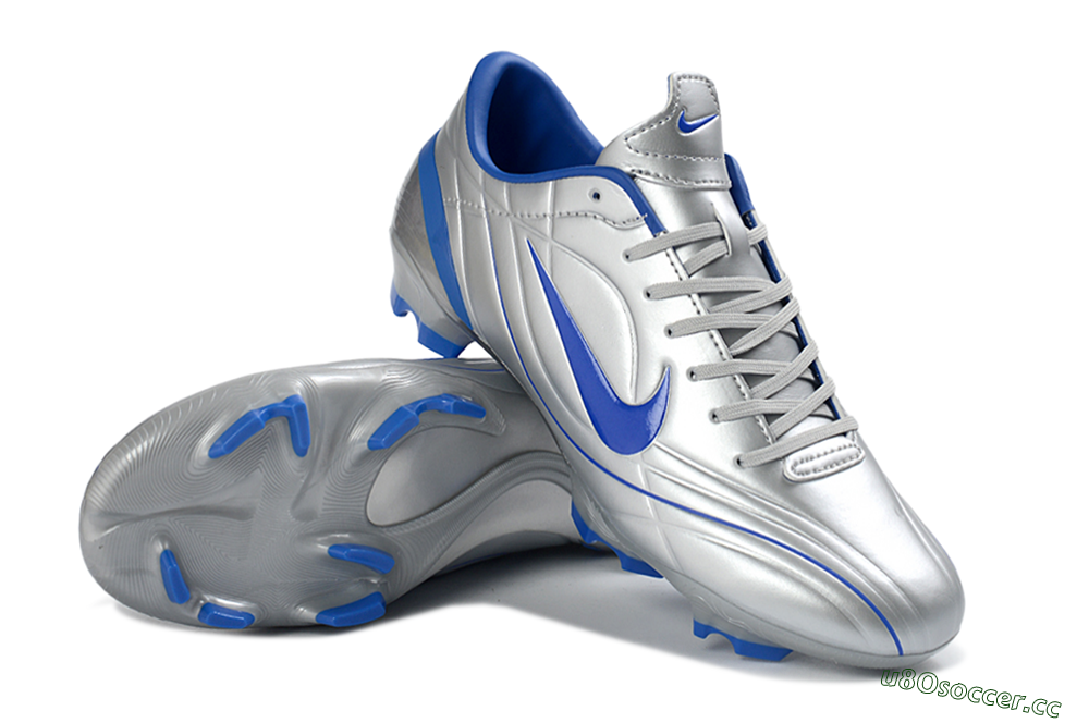 Men's Nike Mercurial Vapor R9 FG Firm Ground Low-Tops Football Boots - Silver/Bright Blue/Steel Blue 3
