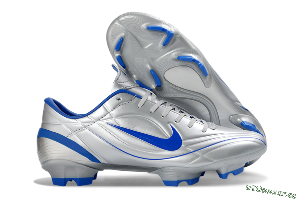 Men's Nike Mercurial Vapor R9 FG Firm Ground Low-Tops Football Boots - Silver/Bright Blue/Steel Blue 2