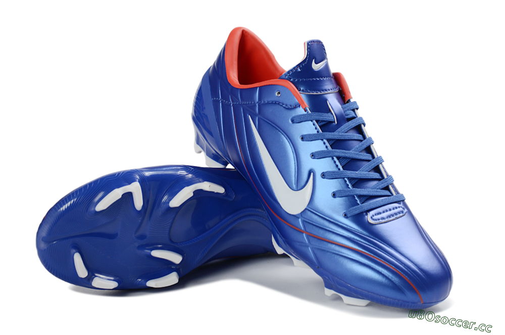 Men's Nike Mercurial Vapor R9 FG Firm Ground Low-Tops Football Boots - Blue/Crimson Red/White 3