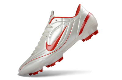 Men's Nike Mercurial Vapor R9 FG Firm Ground Low-Tops Football Boots - White/Fiery Red/Sleek Silver