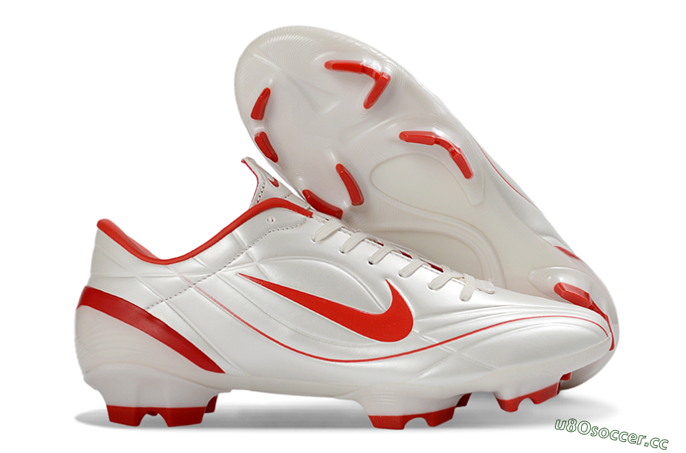 Men's Nike Mercurial Vapor R9 FG Firm Ground Low-Tops Football Boots - White/Fiery Red/Sleek Silver 2