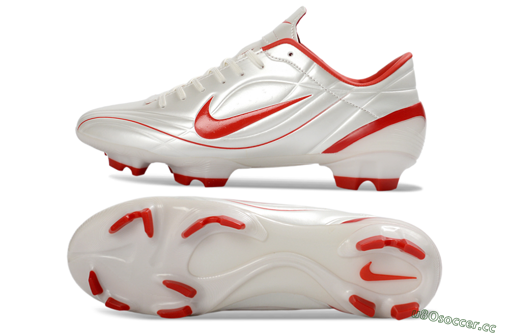 Men's Nike Mercurial Vapor R9 FG Firm Ground Low-Tops Football Boots - White/Fiery Red/Sleek Silver 1