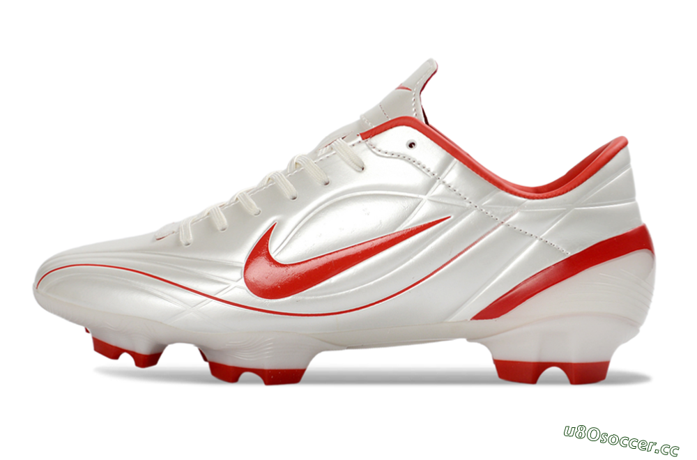 Men's Nike Mercurial Vapor R9 FG Firm Ground Low-Tops Football Boots - White/Fiery Red/Sleek Silver 0