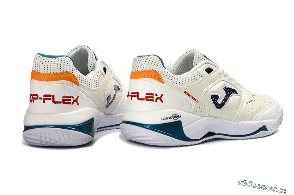 Men's Joma Top Flex IC Indoor & Futsal Low-Tops Football Shoes - White/Teal/Sunset Orange 6