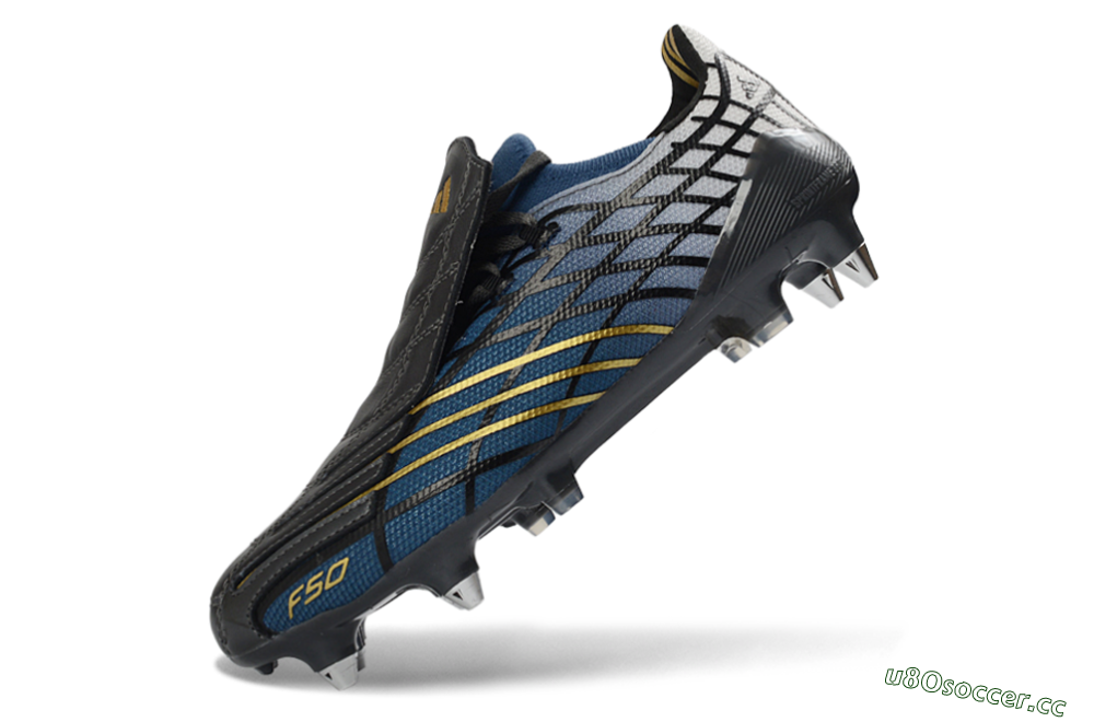 Unisex Adidas F50 Spider Elite SG Soft Ground Low-Tops Football Boots - Blue/Night Sky/Golden Accent 5