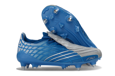Unisex Adidas F50 Spider Elite SG Soft Ground Low-Tops Football Boots - Blue/Sky Blue/Steel Gray