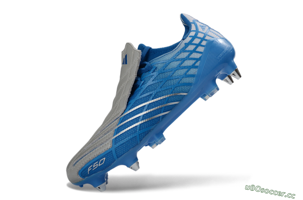 Unisex Adidas F50 Spider Elite SG Soft Ground Low-Tops Football Boots - Blue/Sky Blue/Steel Gray 5