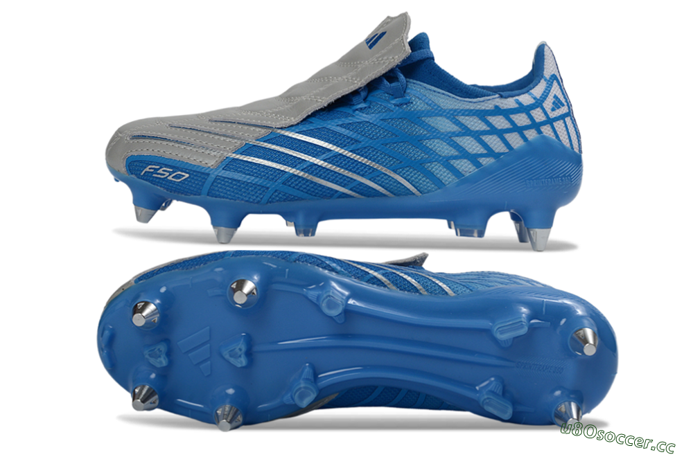 Unisex Adidas F50 Spider Elite SG Soft Ground Low-Tops Football Boots - Blue/Sky Blue/Steel Gray 1