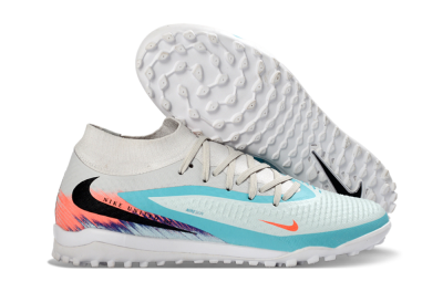 Unisex Nike Phantom 6 Elite High TF Artificial Turf High-Tops Football Shoes - Turquoise/Coral/White