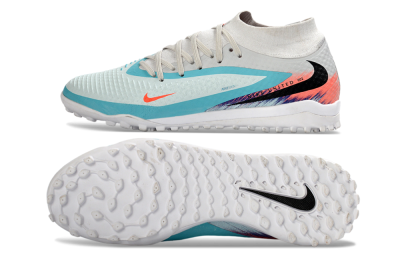Unisex Nike Phantom 6 Elite High TF Artificial Turf High-Tops Football Shoes - Turquoise/Coral/White
