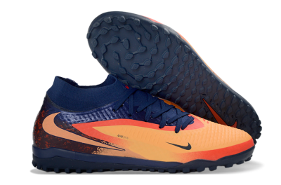 Unisex Nike Phantom 6 Elite High TF Artificial Turf High-Tops Football Shoes - Orange/Navy Blue/Fired Brick