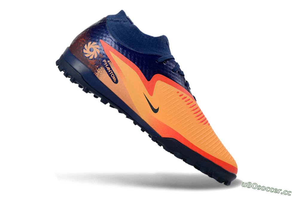 Unisex Nike Phantom 6 Elite High TF Artificial Turf High-Tops Football Shoes - Orange/Navy Blue/Fired Brick 4