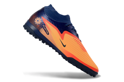 Unisex Nike Phantom 6 Elite High TF Artificial Turf High-Tops Football Shoes - Orange/Navy Blue/Fired Brick