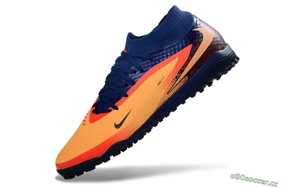 Unisex Nike Phantom 6 Elite High TF Artificial Turf High-Tops Football Shoes - Orange/Navy Blue/Fired Brick 5